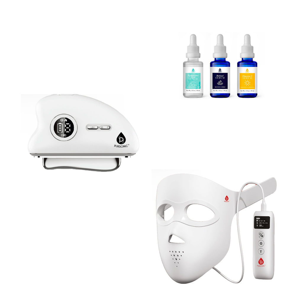 Ultimate Skincare System: 3D LED Face Mask, 7-in-1 Facial Device & Serum Trio