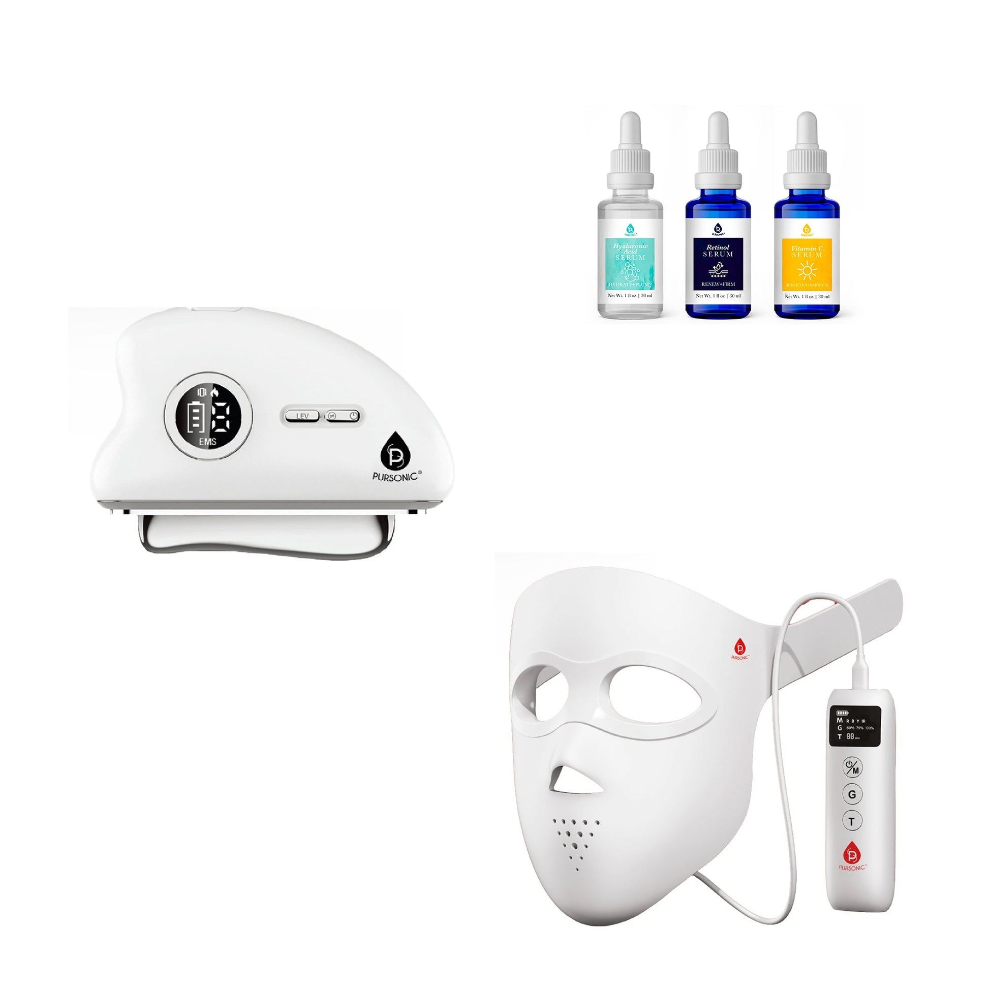 Ultimate Skincare System: 3D LED Face Mask, 7-in-1 Facial Device & Serum Trio