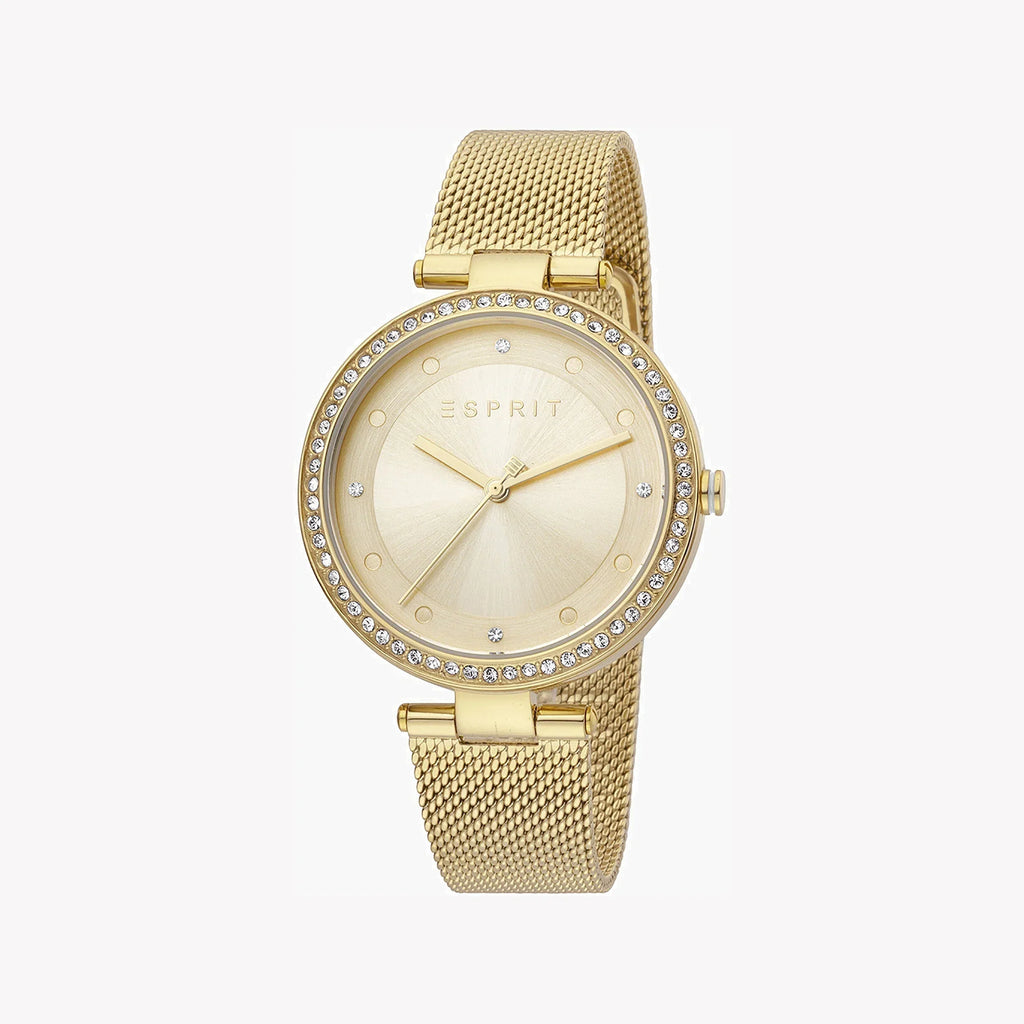 Esprit Women's Gold Stainless Steel Watch, Champagne Dial | Es1l215m0035-0