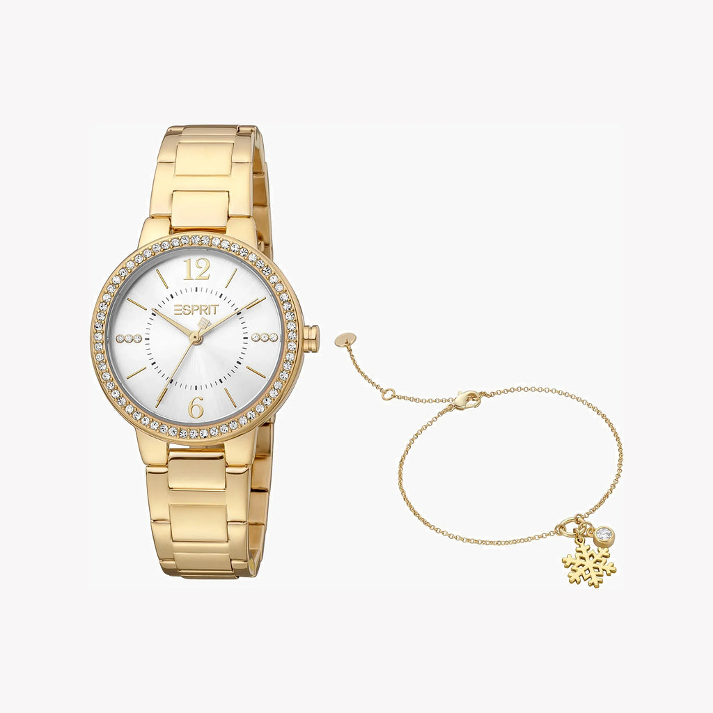 Esprit Women's Gold Stainless Steel Watch, Silver Dial | ES1L228M2045-0